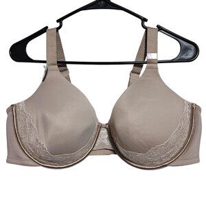Vanity Fair Full Figure Underwire Padded Push Up Bra 76382 Size 42D Beige Lace